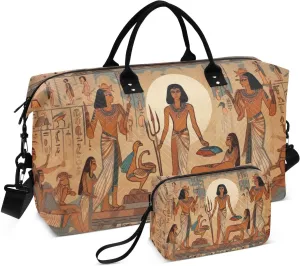 Travel Duffel Bag Large Weekender Overnight Bags for Women Men, Egyptian Gods Gym Bag with Toiletry Bag