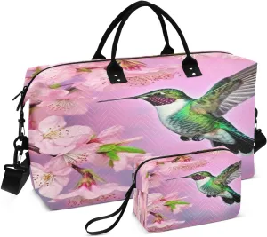 Travel Duffel Bag Large Weekender Overnight Bags for Women Men, Hummingbird Gym Bag with Toiletry Bag