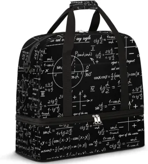 Travel Duffel Bag Math Education Formula Sport Gym Bag for Woman Man,Waterproof Foldable Weekend Overnight Bag for Yoga Workout Training with Shoe Compartment