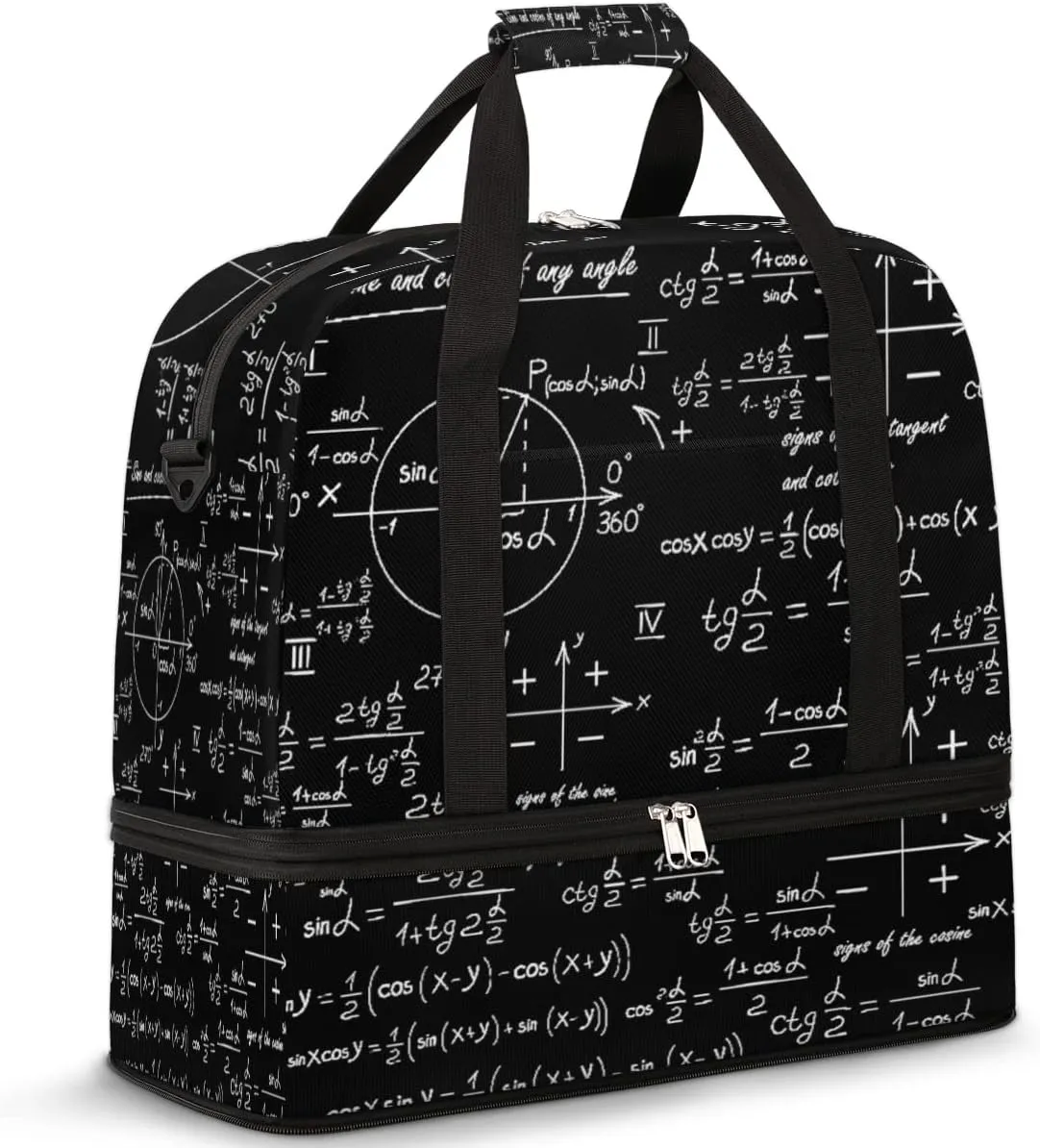 Travel Duffel Bag Math Education Formula Sport Gym Bag for Woman Man,Waterproof Foldable Weekend Overnight Bag for Yoga Workout Training with Shoe Compartment