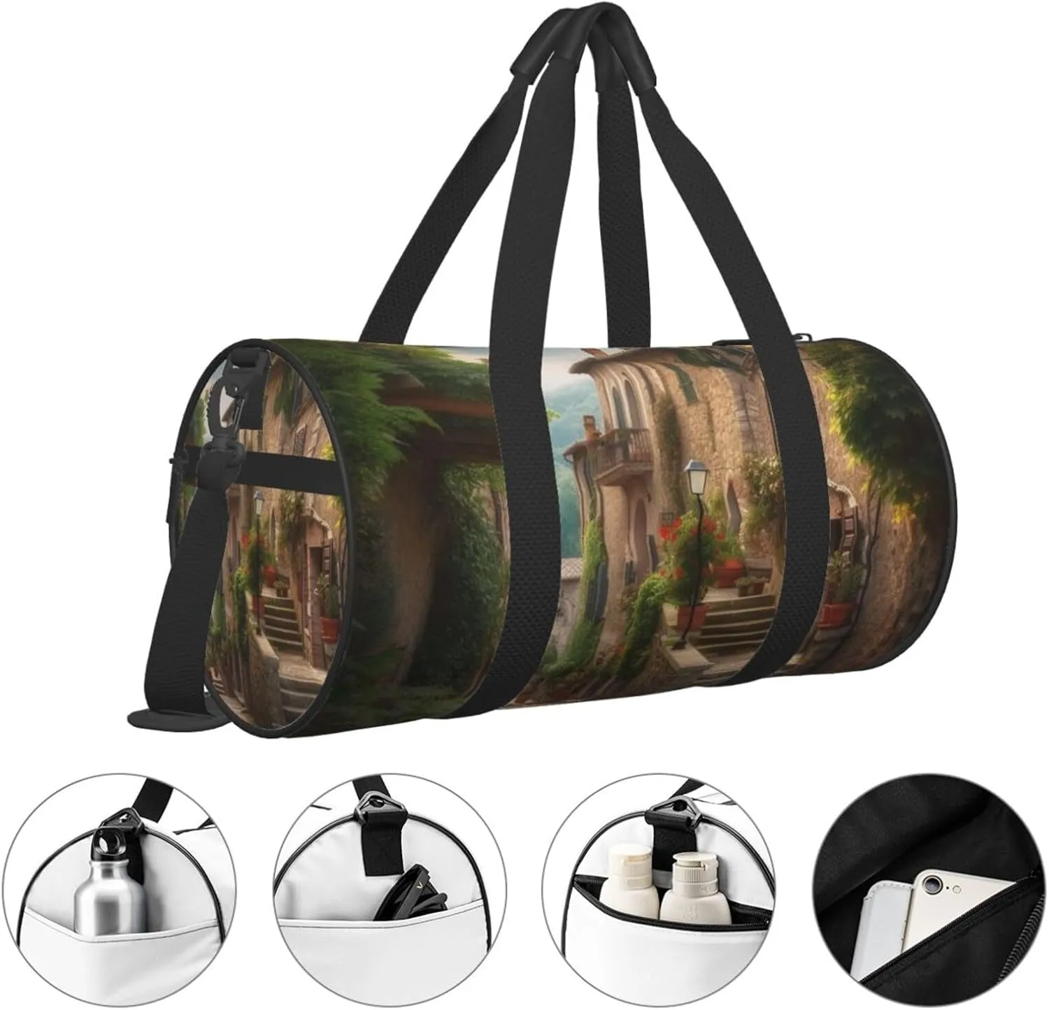 Travel Duffle Bag Weekender Bags For Men Women With Shoe Compartment Large Capacity Weekender Overnight Bag Italy Tuscan Carry On Tote Bags Sport Gym Bag For Travel Yoga