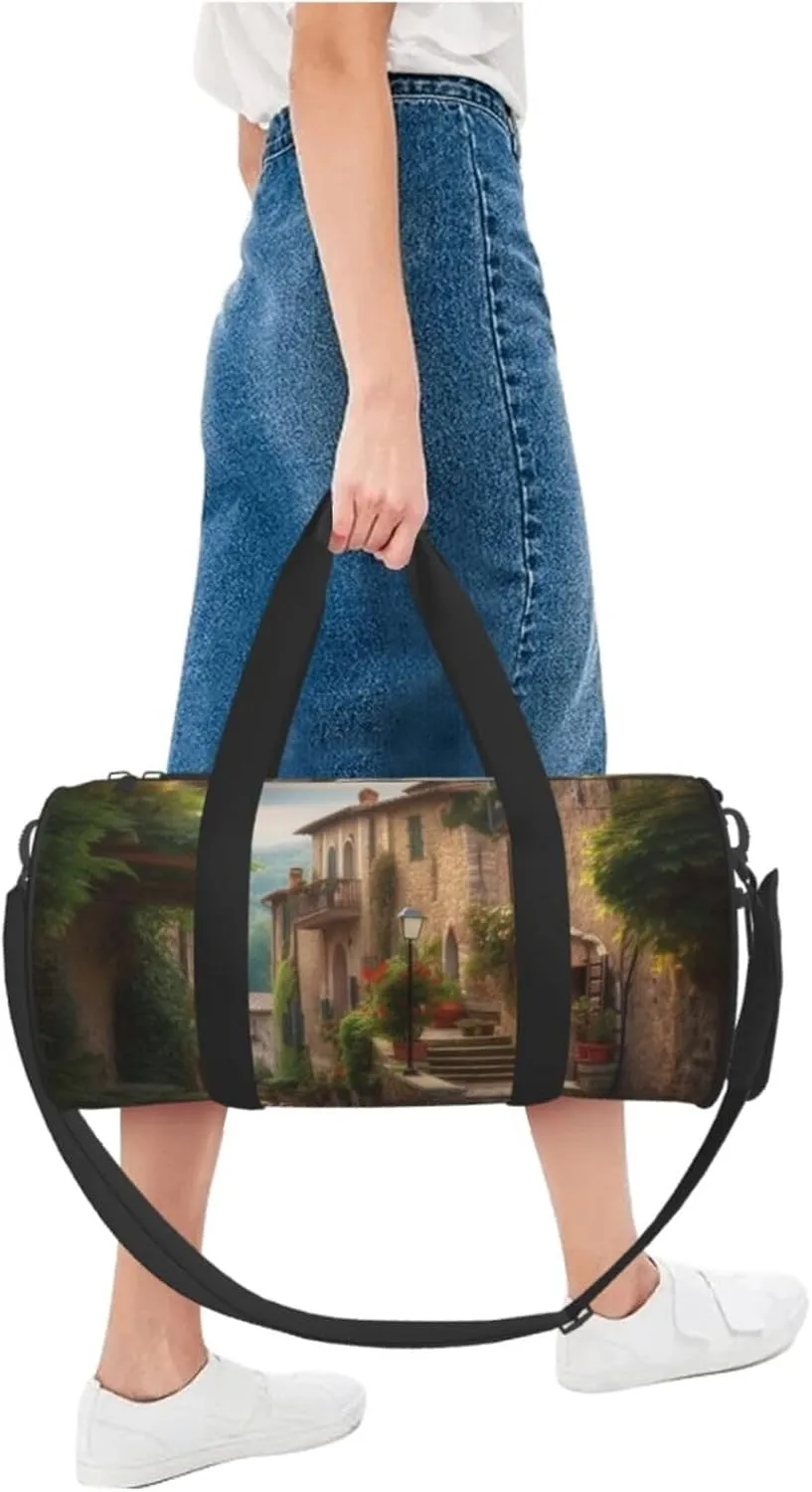 Travel Duffle Bag Weekender Bags For Men Women With Shoe Compartment Large Capacity Weekender Overnight Bag Italy Tuscan Carry On Tote Bags Sport Gym Bag For Travel Yoga