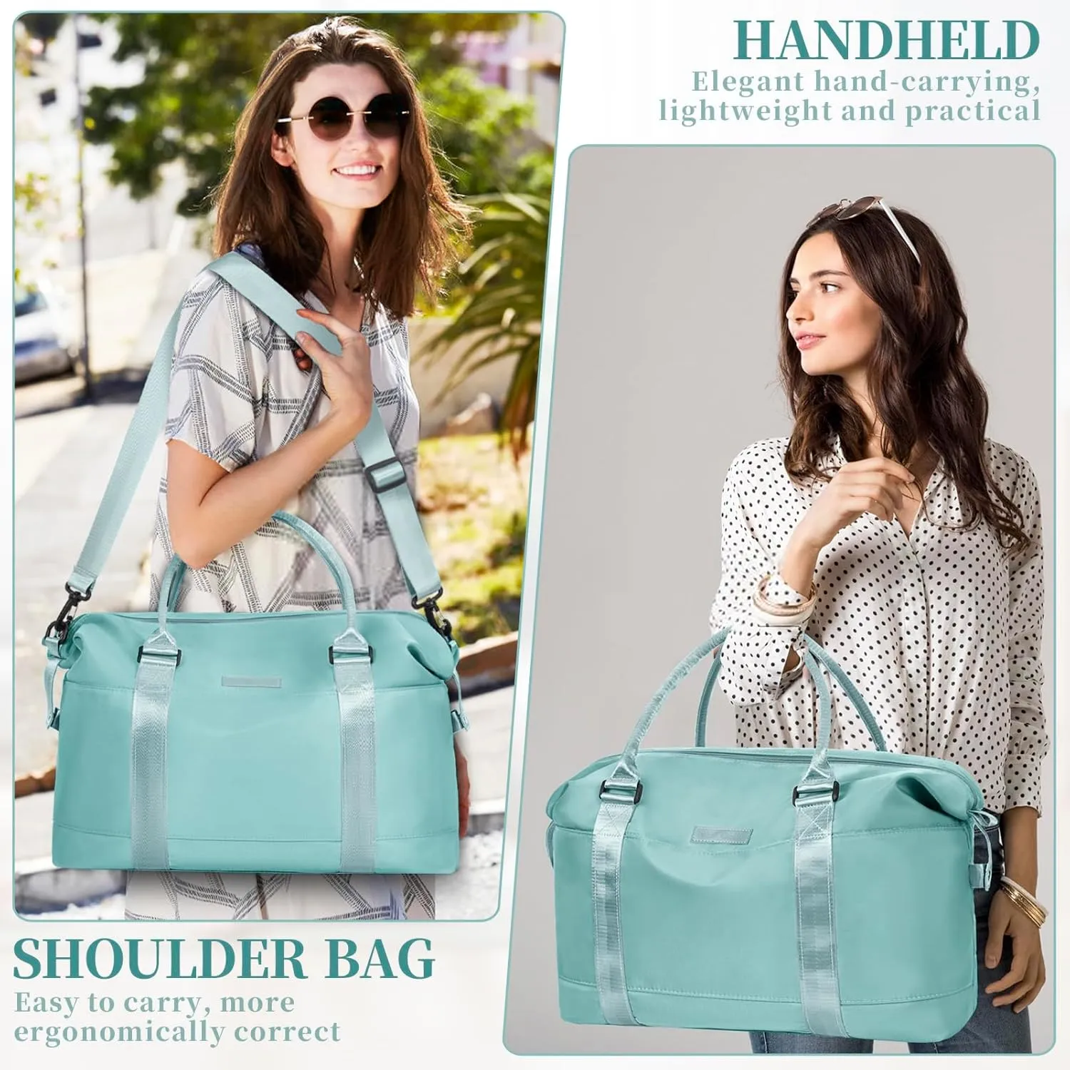 Travel Duffle, Waterproof Gym Weekender Overnight Tote Carry On with Luggage Sleeve, Dry Wet Pocket, Labor Delivery Hospital Bag