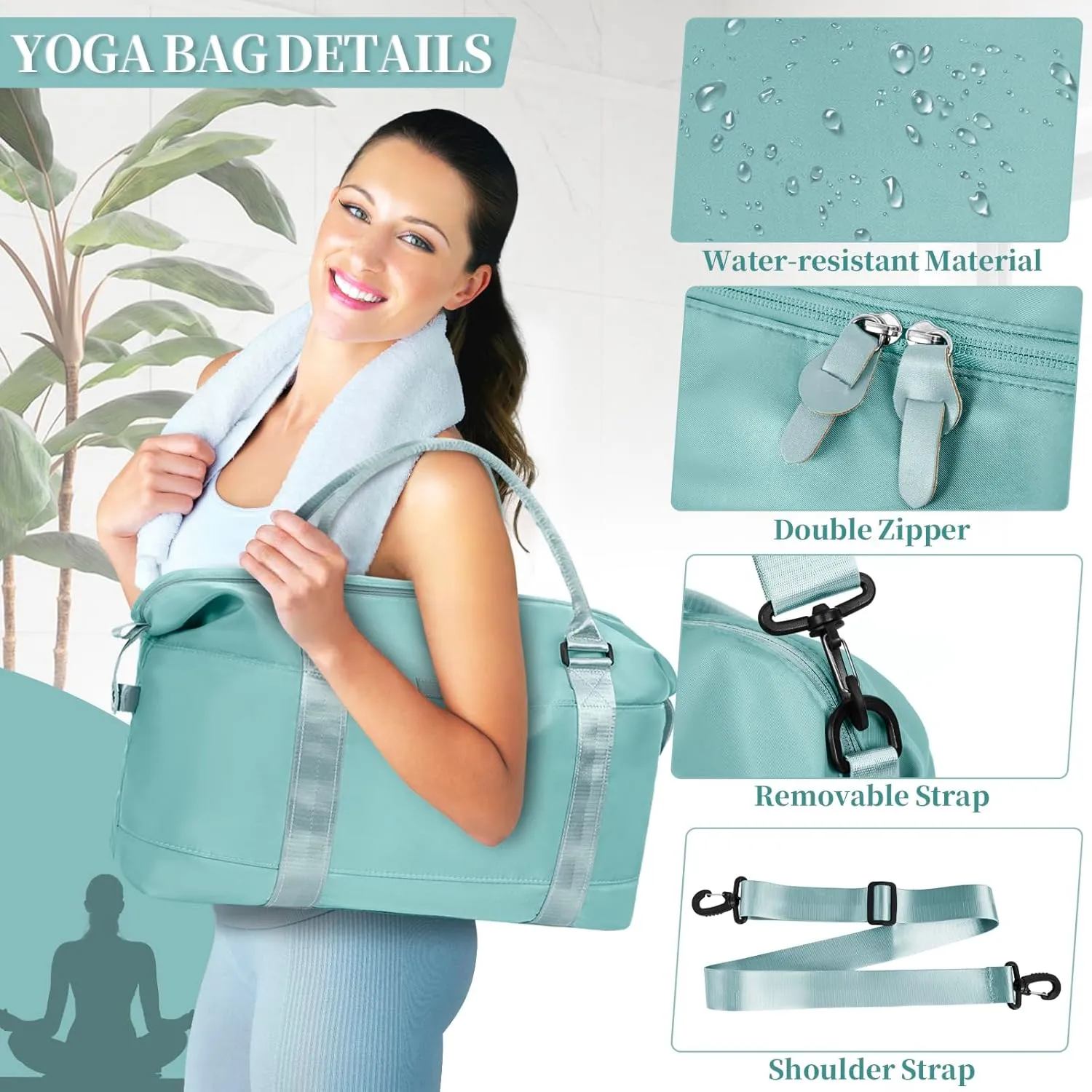 Travel Duffle, Waterproof Gym Weekender Overnight Tote Carry On with Luggage Sleeve, Dry Wet Pocket, Labor Delivery Hospital Bag