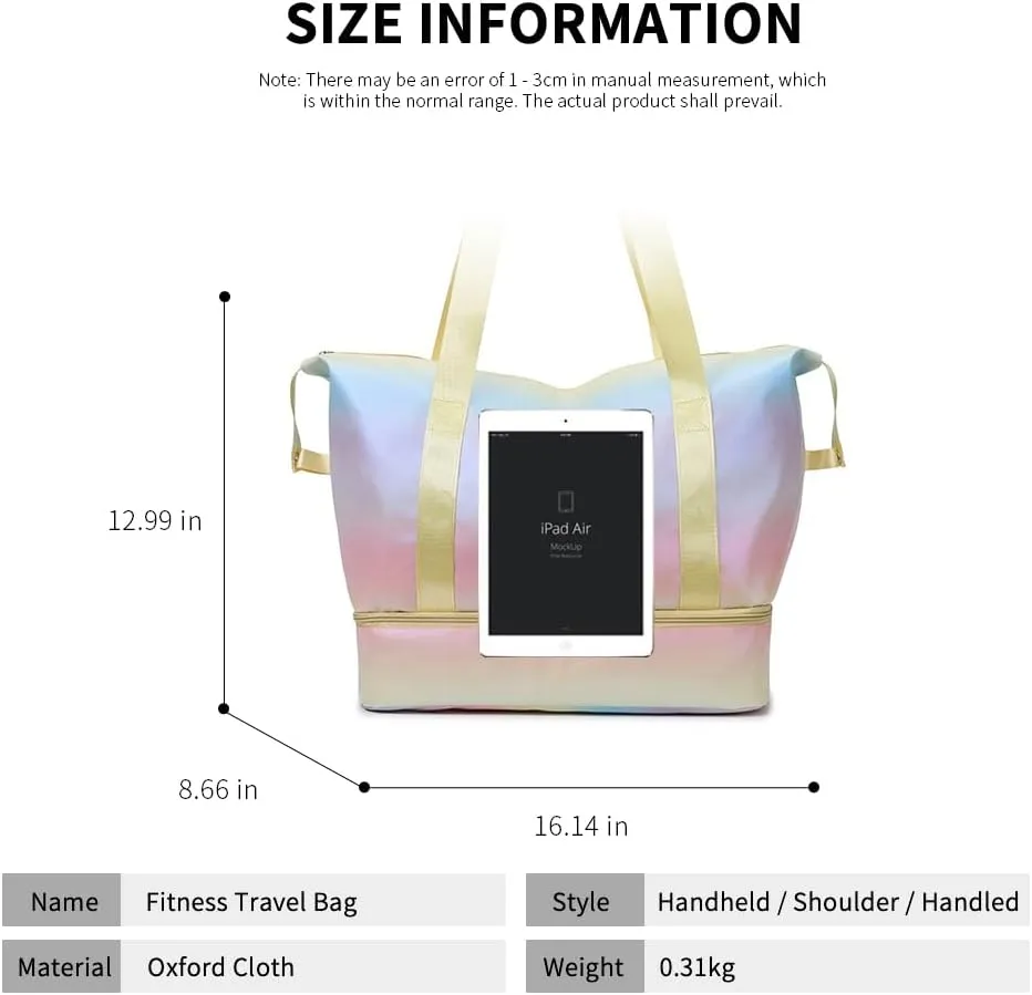 Travel Essentials, Duffle Bag for Travel With Dry Wet Separated Pocket Shoe Compartment, Overnight Gym Swim Bag, Weekender Bags For Women, Car Seat Travel Bag For Airplane, 35L (yellow)