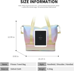 Travel Essentials, Duffle Bag for Travel With Dry Wet Separated Pocket Shoe Compartment, Overnight Gym Swim Bag, Weekender Bags For Women, Car Seat Travel Bag For Airplane, 35L (yellow)