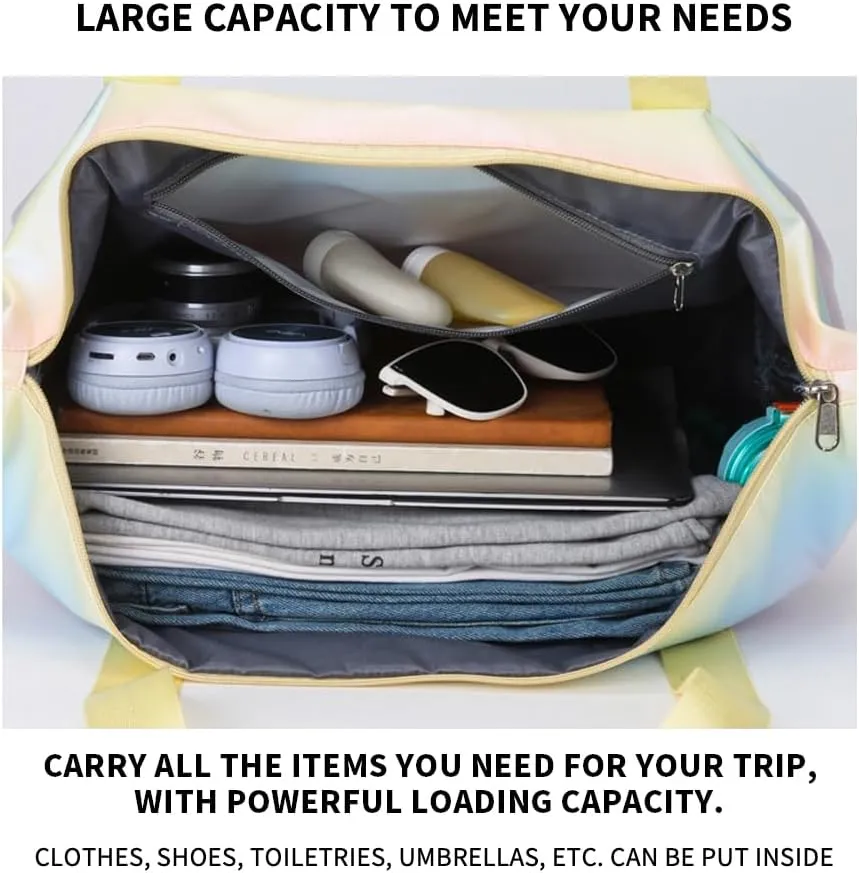 Travel Essentials, Duffle Bag for Travel With Dry Wet Separated Pocket Shoe Compartment, Overnight Gym Swim Bag, Weekender Bags For Women, Car Seat Travel Bag For Airplane, 35L (yellow)