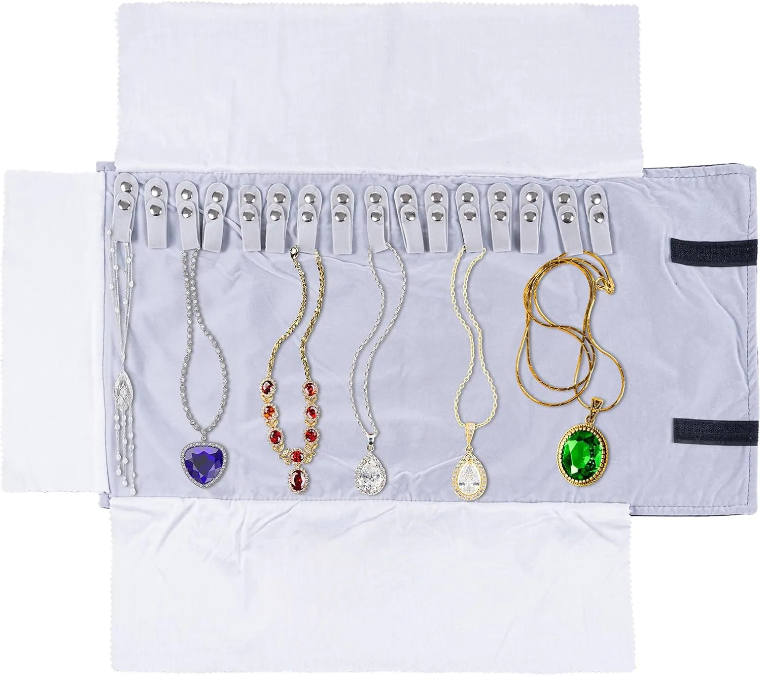 Travel Velvet Jewelry Roll Earrings Rings Necklaces Organizer Clutch Bag for Necklace