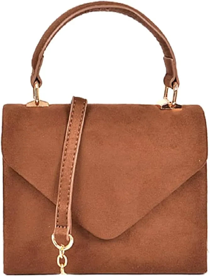 Trendeology Mini Top-Handle Retro Box Flap PU Leather Satchel Purse Crossbody
