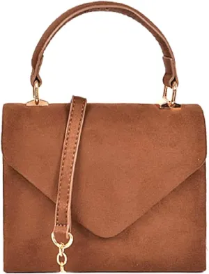 Trendeology Mini Top-Handle Retro Box Flap PU Leather Satchel Purse Crossbody