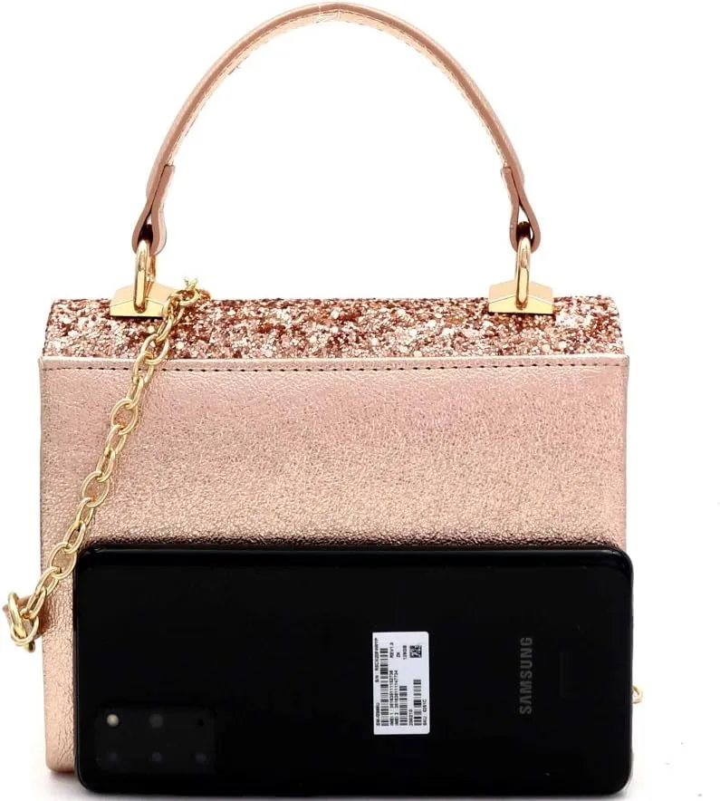 Trendeology Mini Top-Handle Retro Box Flap PU Leather Satchel Purse Crossbody
