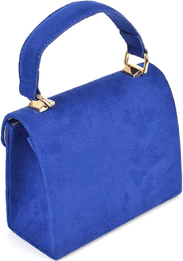Trendeology Mini Top-Handle Retro Box Flap PU Leather Satchel Purse Crossbody