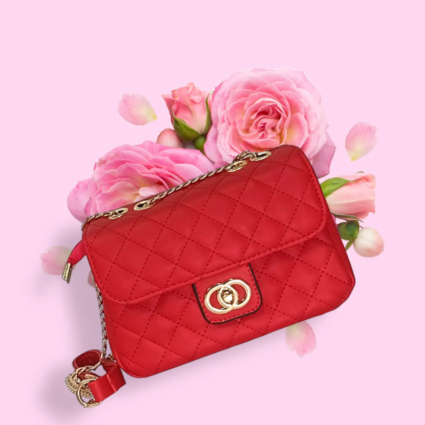 Trendy Quilted sling bag with metal chain strap