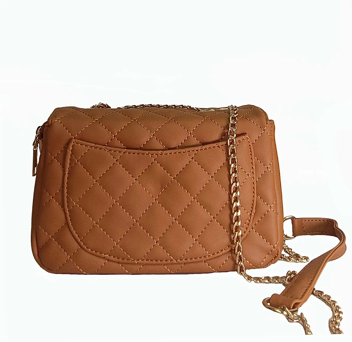 Trendy Quilted sling bag with metal chain strap