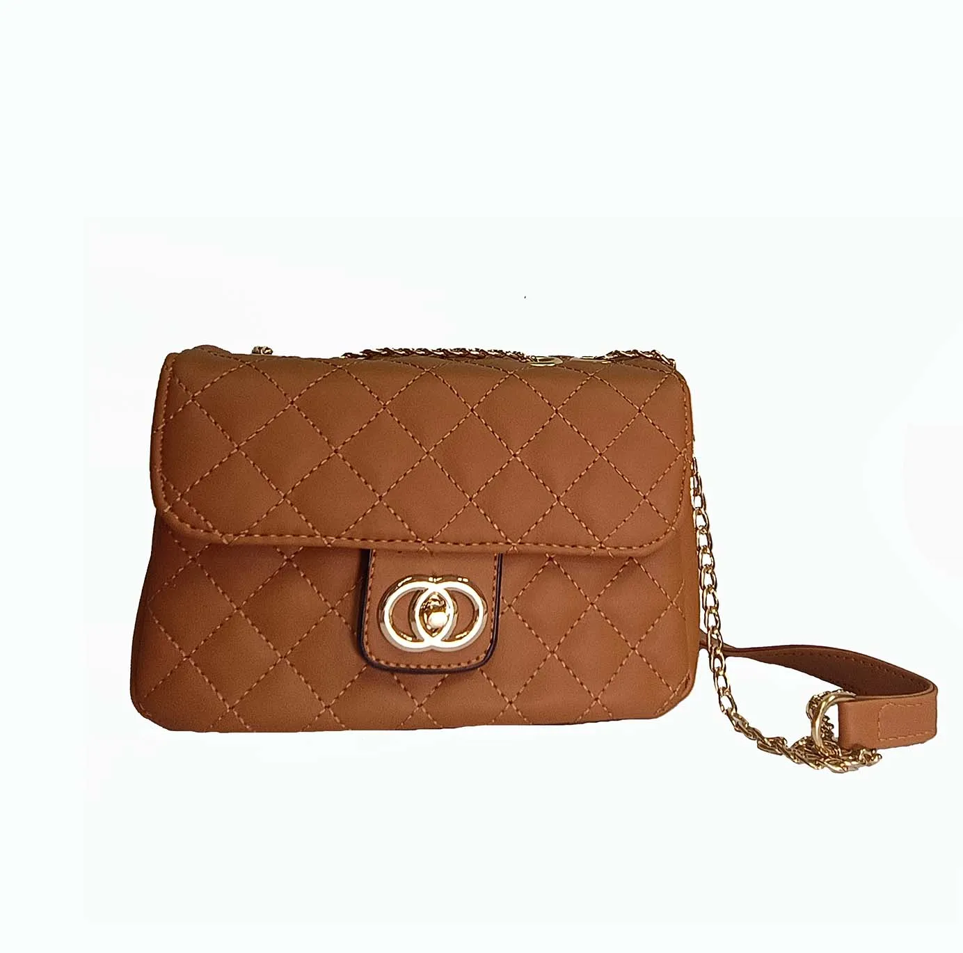 Trendy Quilted sling bag with metal chain strap