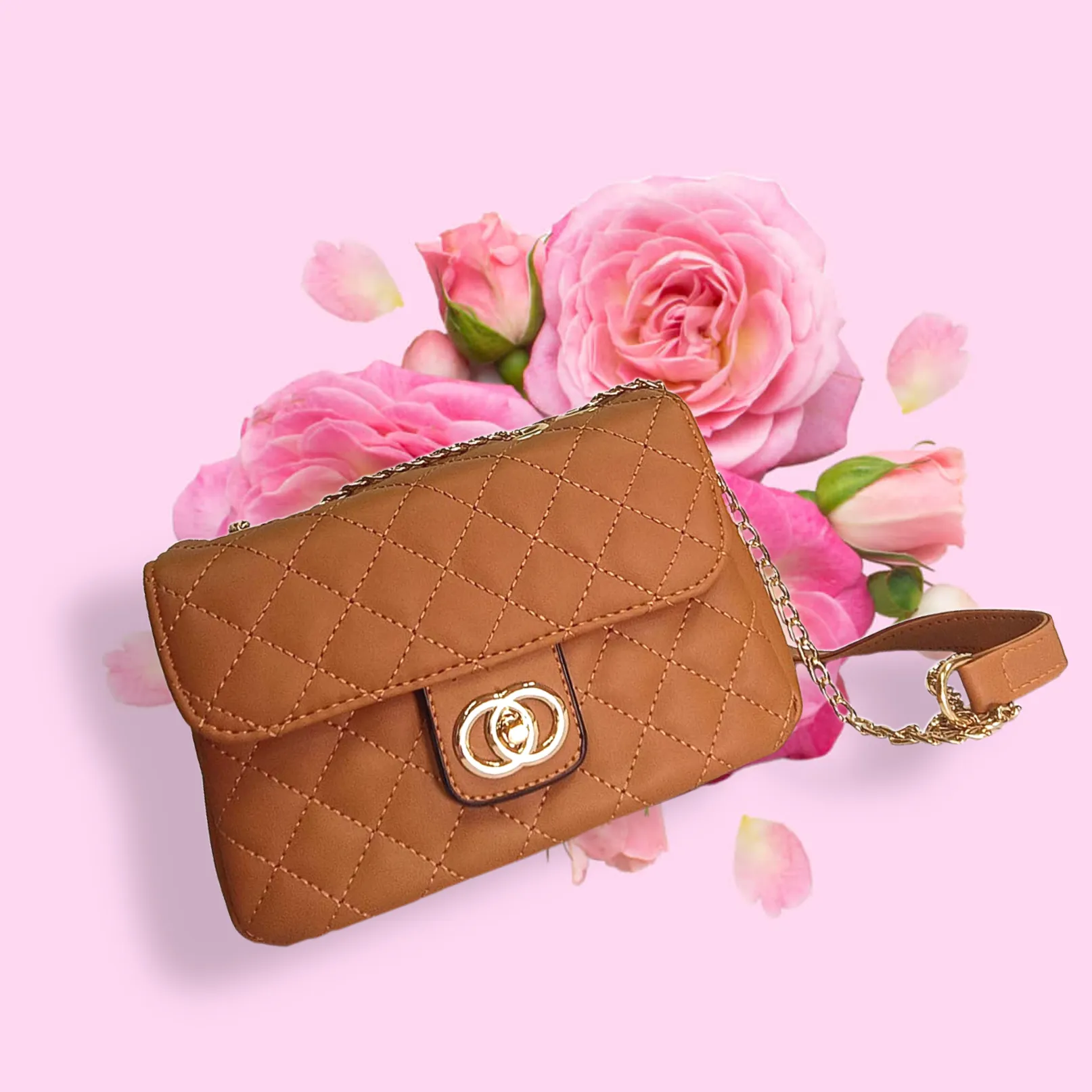 Trendy Quilted sling bag with metal chain strap
