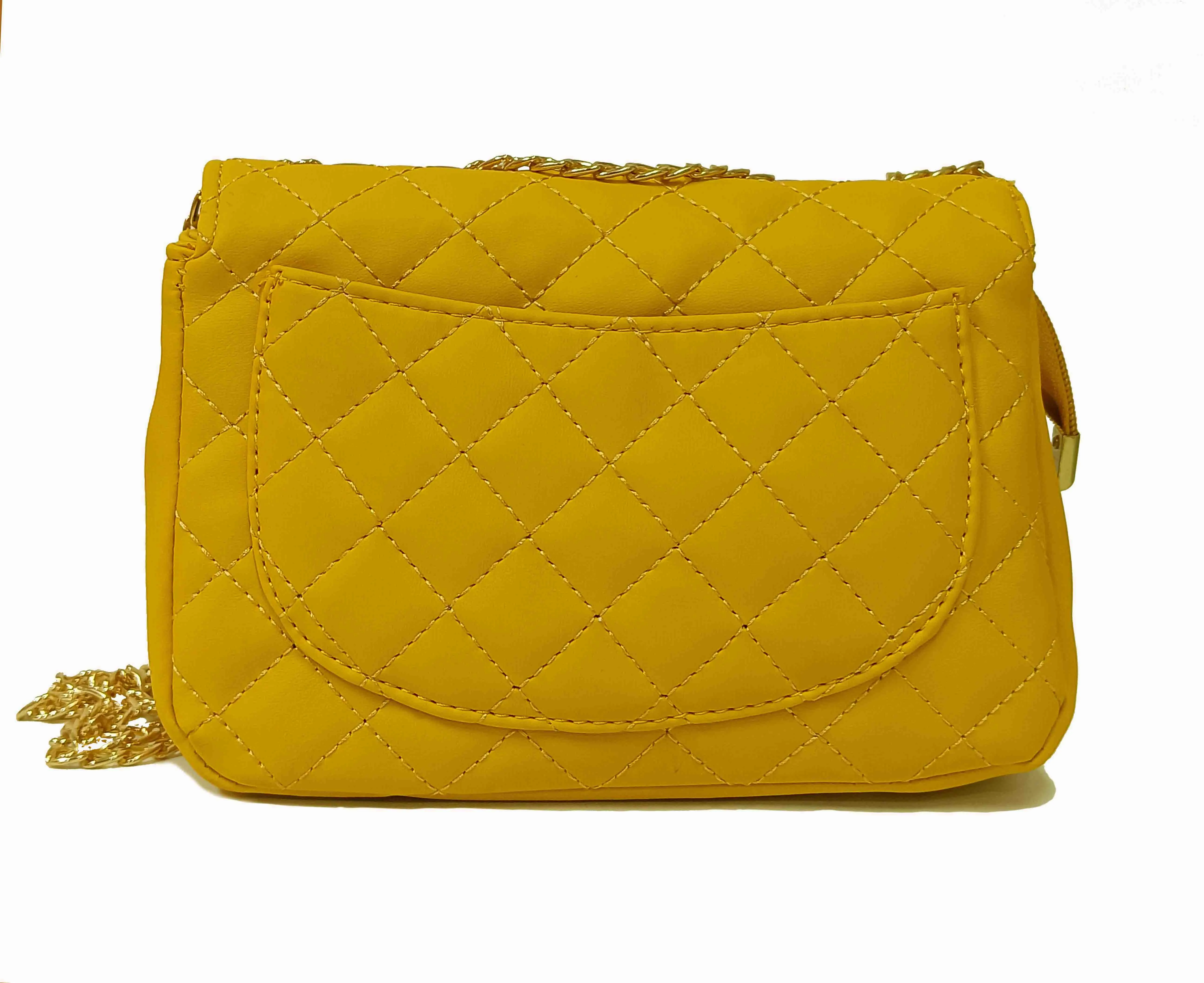 Trendy Quilted sling bag with metal chain strap