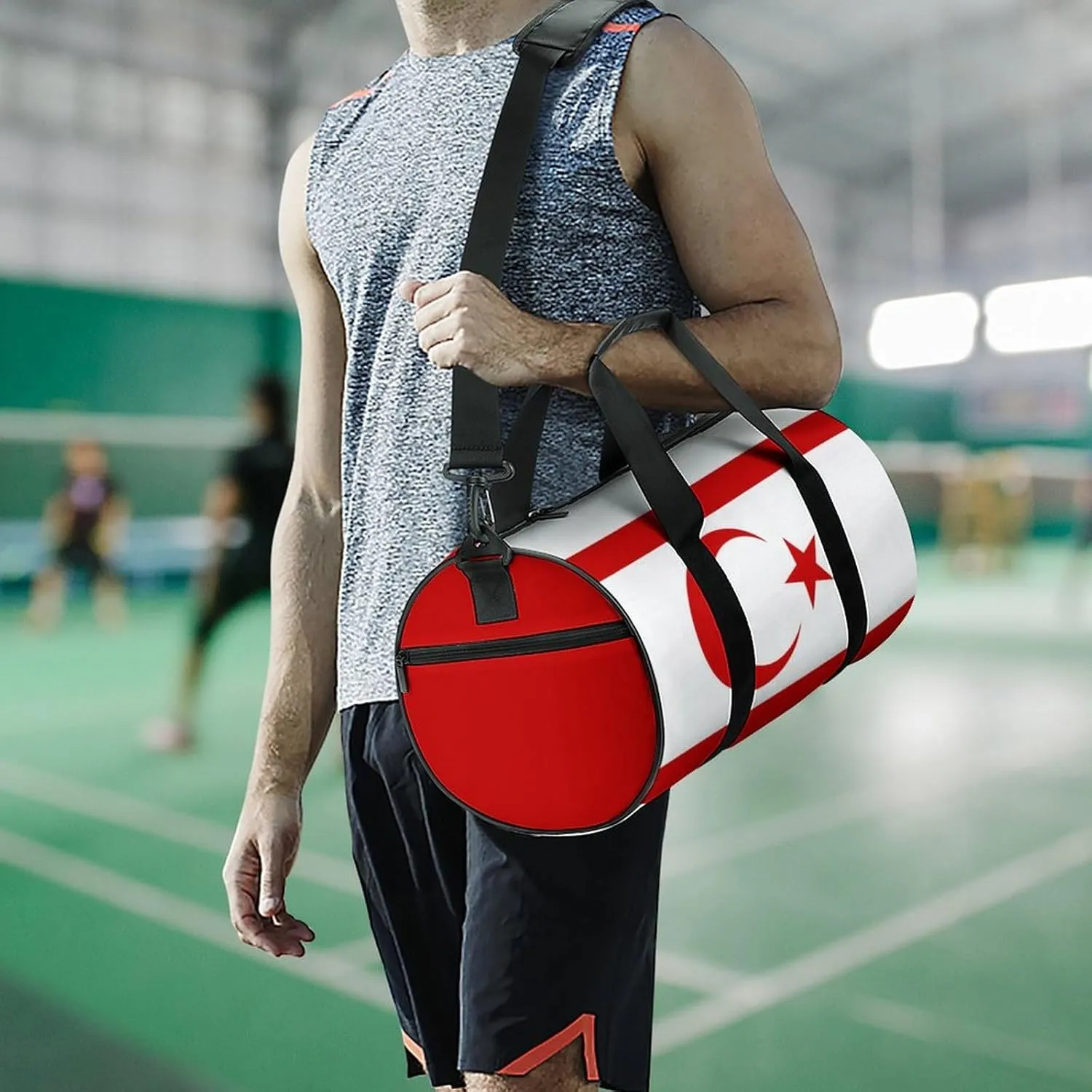 Turkish Republic Northern Cyprus Flag Travel Duffel Bag with Wet Pocket for Men Women Gym Weekender Tote