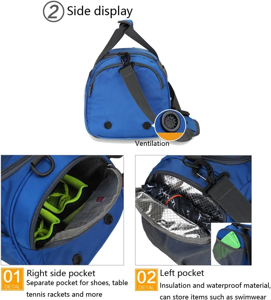 Unisex Wet and Dry Separation Gym Tote Bag with Shoes Compartment,Crossbody Drum Bag for Yoga/Sports/Weekend Getaway., Black-Red