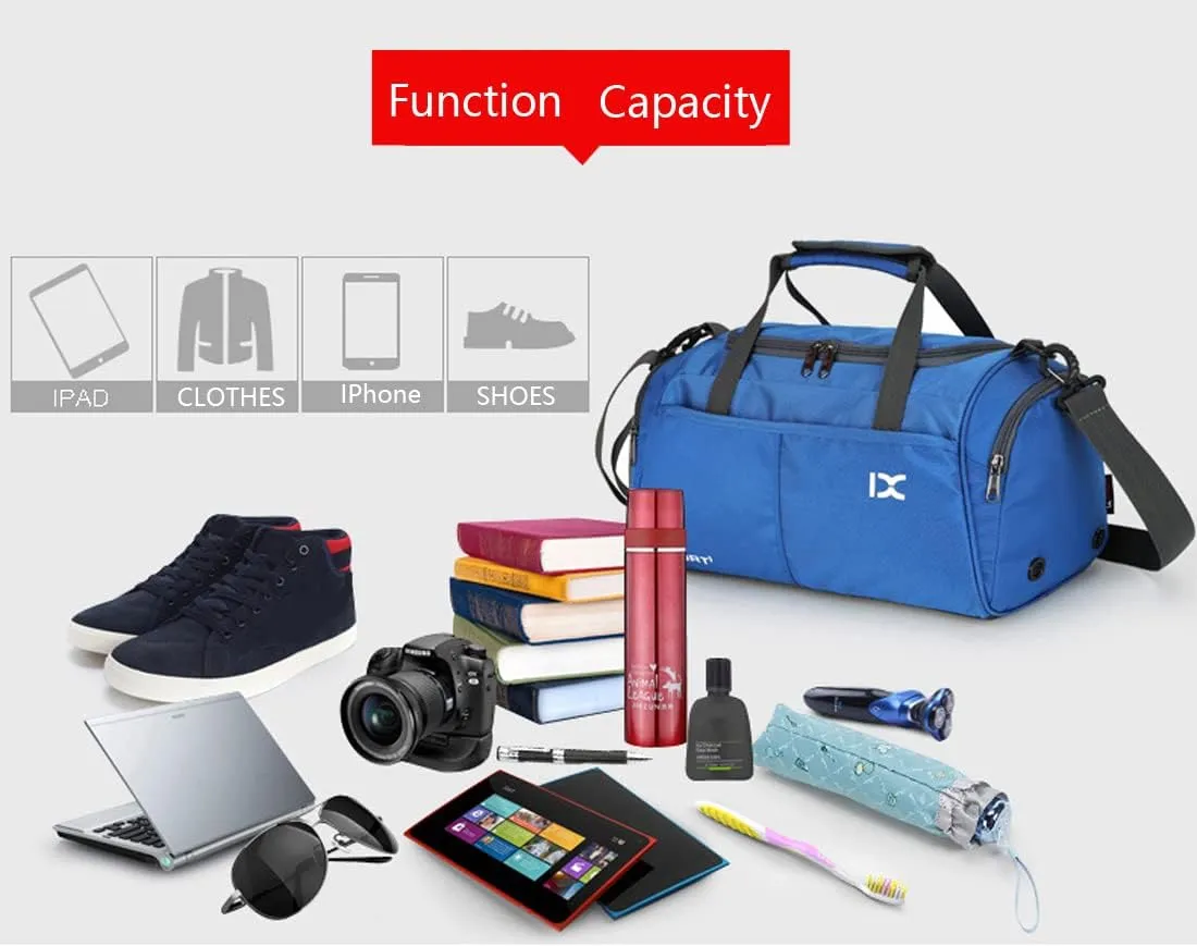 Unisex Wet and Dry Separation Gym Tote Bag with Shoes Compartment,Crossbody Drum Bag for Yoga/Sports/Weekend Getaway.