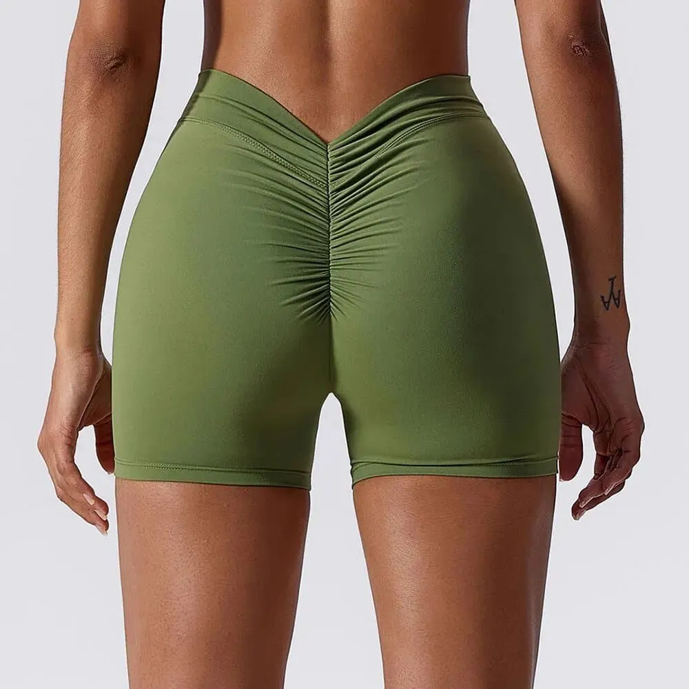 V Back Gym Shorts for Women - Breathable Nylon/Spandex Blend