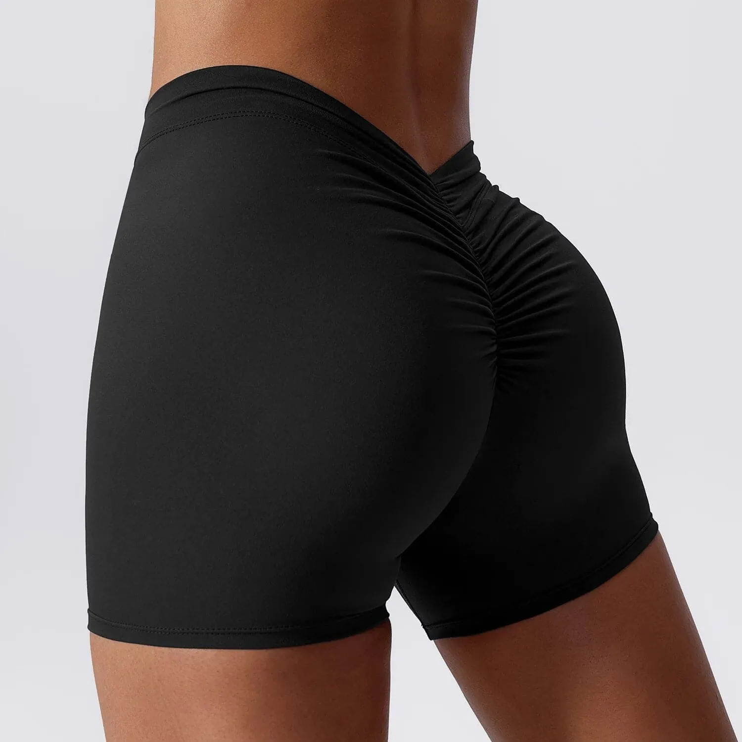 V Back Gym Shorts for Women - Breathable Nylon/Spandex Blend