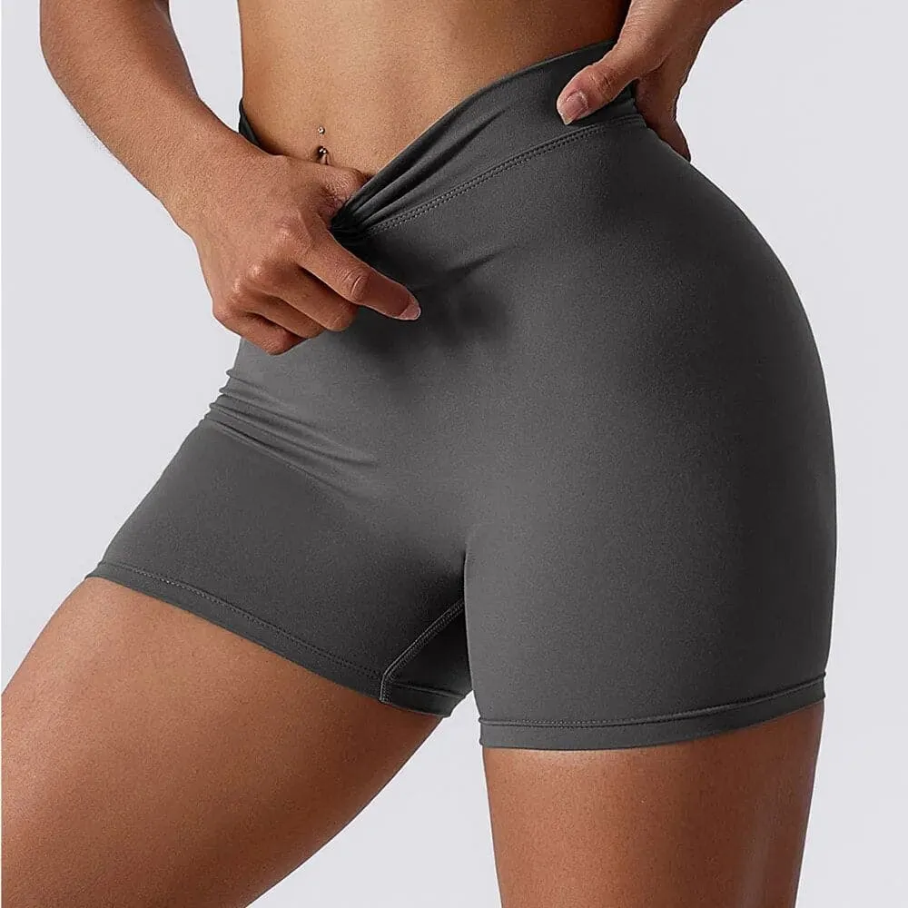 V Back Gym Shorts for Women - Breathable Nylon/Spandex Blend