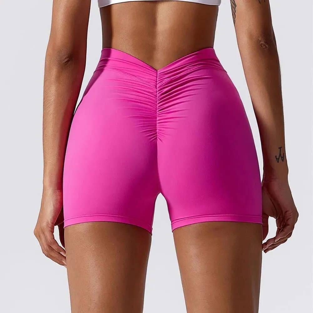 V Back Gym Shorts for Women - Breathable Nylon/Spandex Blend