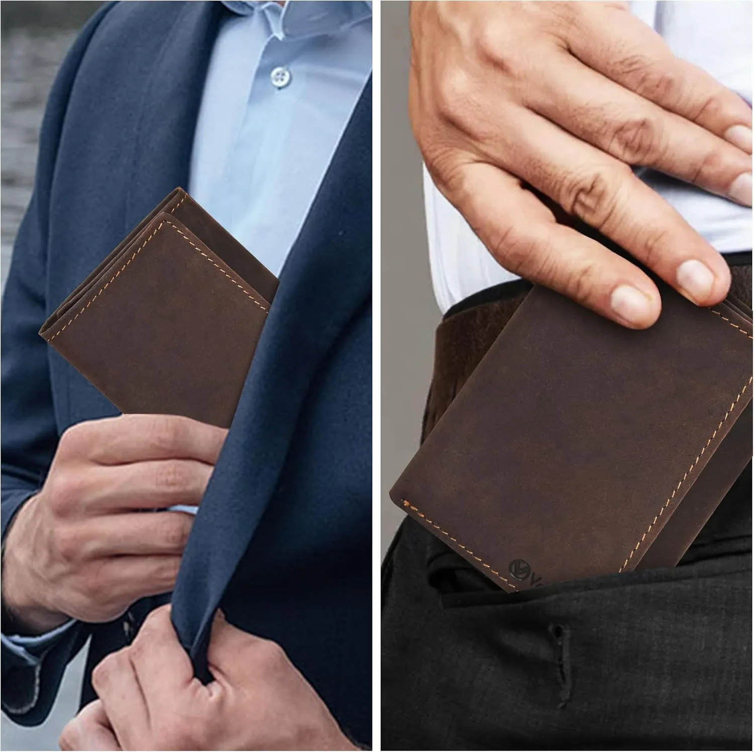 VALENCHI Leather Trifold Wallet For Men - RFID Blocking - 6 Card Slots, 2 Note Compartments & 1 ID Window - Minimalist Design, Slim Wallet - Premium, Fashionable Accessory Gifts for Men, Him