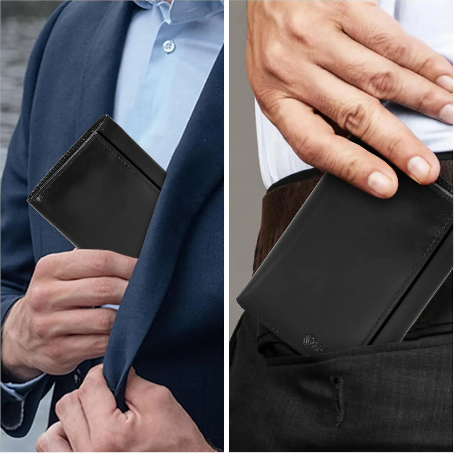 VALENCHI Leather Trifold Wallet For Men - RFID Blocking - 9 Card Slots, 2 Note Compartments & 1 ID Window - Minimalist Design, Slim Wallet - Premium, Fashionable Accessory Gifts for Men, Him