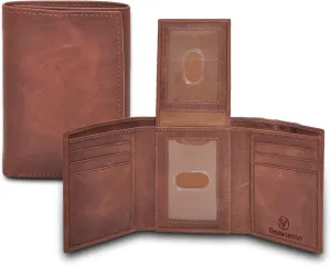 VALENCHI Leather Trifold Wallet For Men - RFID Blocking - 9 Card Slots, 2 Note Compartments & 1 ID Window - Minimalist Design, Slim Wallet - Premium, Fashionable Accessory Gifts for Men, Him