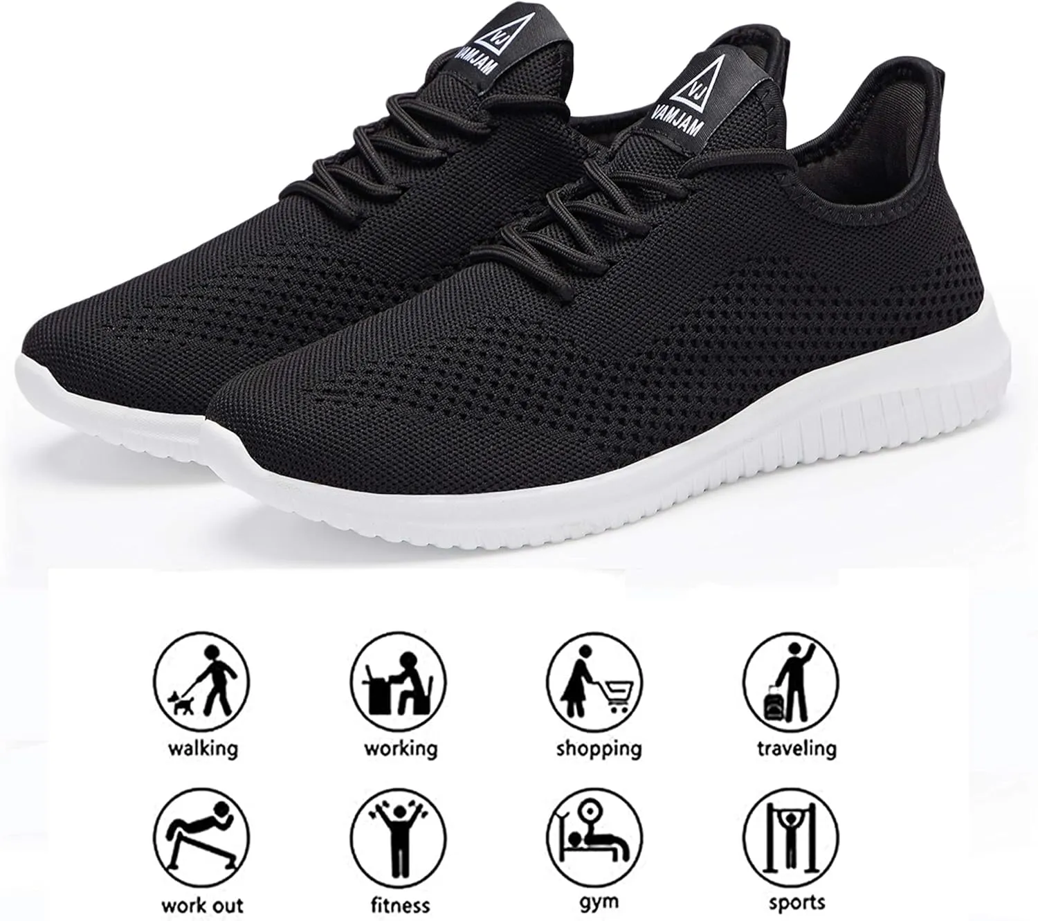 VAMJAM Men's Running Shoes Ultra Lightweight Breathable Walking Shoes Non Slip Athletic Fashion Sneakers Mesh Workout Casual Sports Shoes