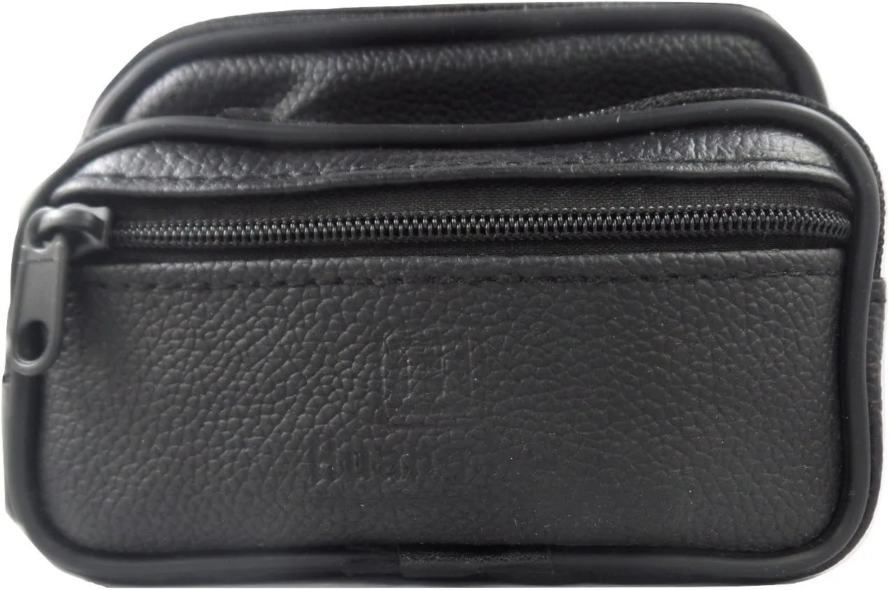 Variety To Go Genuine Leather Coin Purse & Waist Pouch for Women and Men, Belt Waist Pouch, 3 Zipper Pockets,