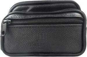 Variety To Go Genuine Leather Coin Purse & Waist Pouch for Women and Men, Belt Waist Pouch, 3 Zipper Pockets,