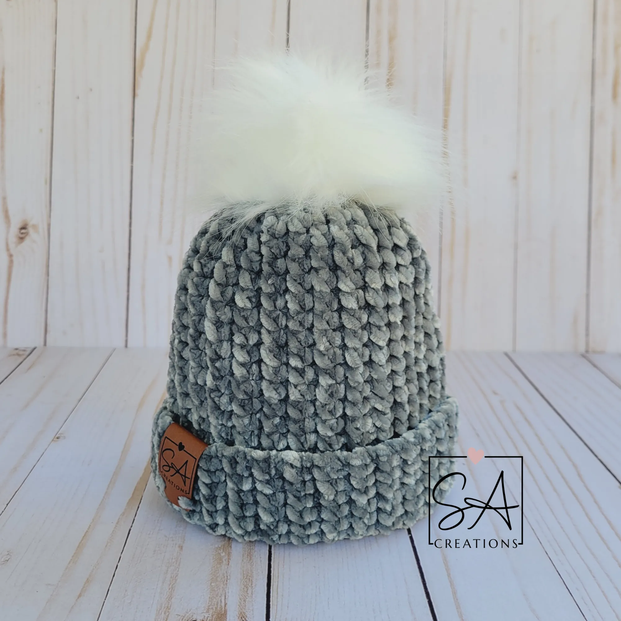 Velvet Baby Beanies with White Pom Pom