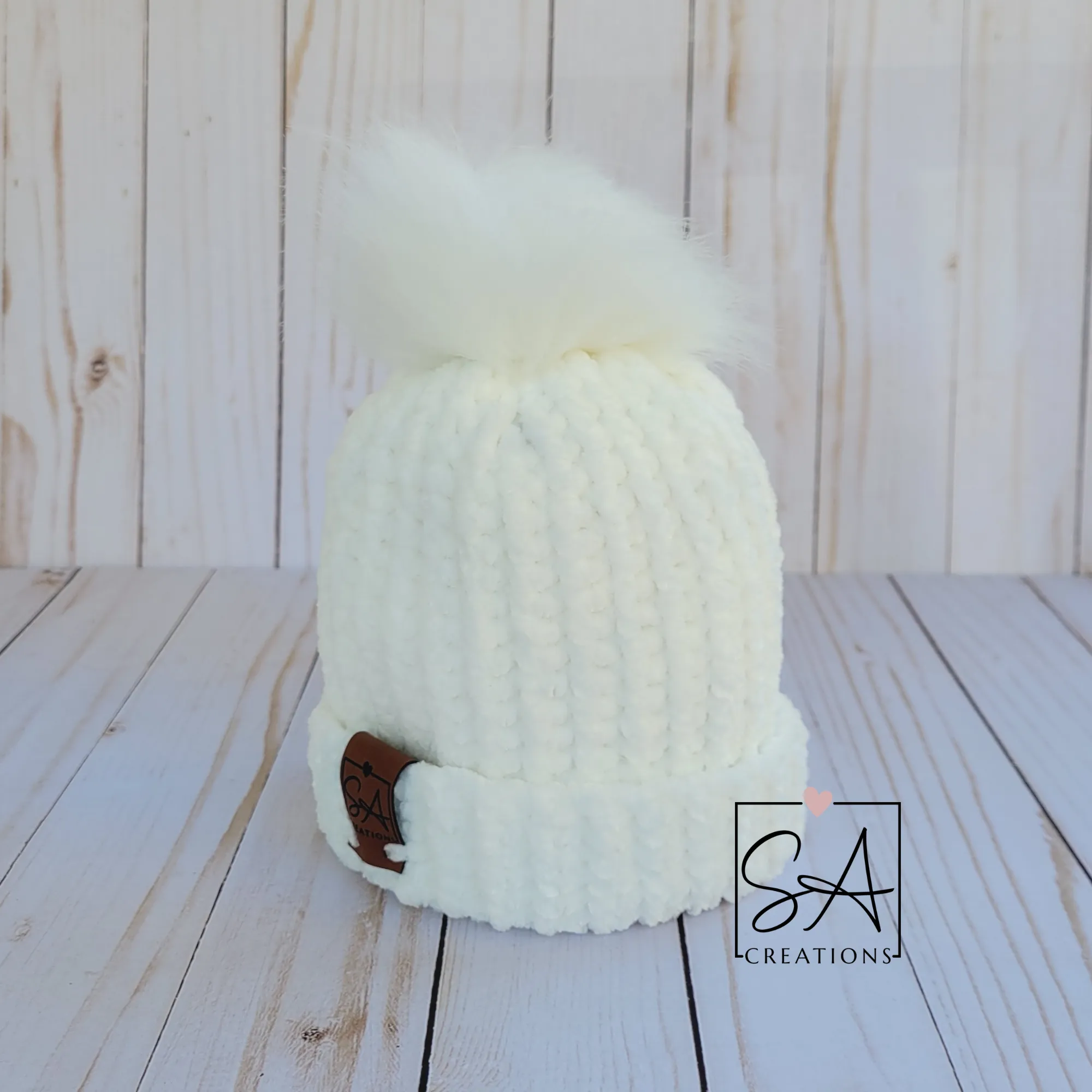 Velvet Baby Beanies with White Pom Pom