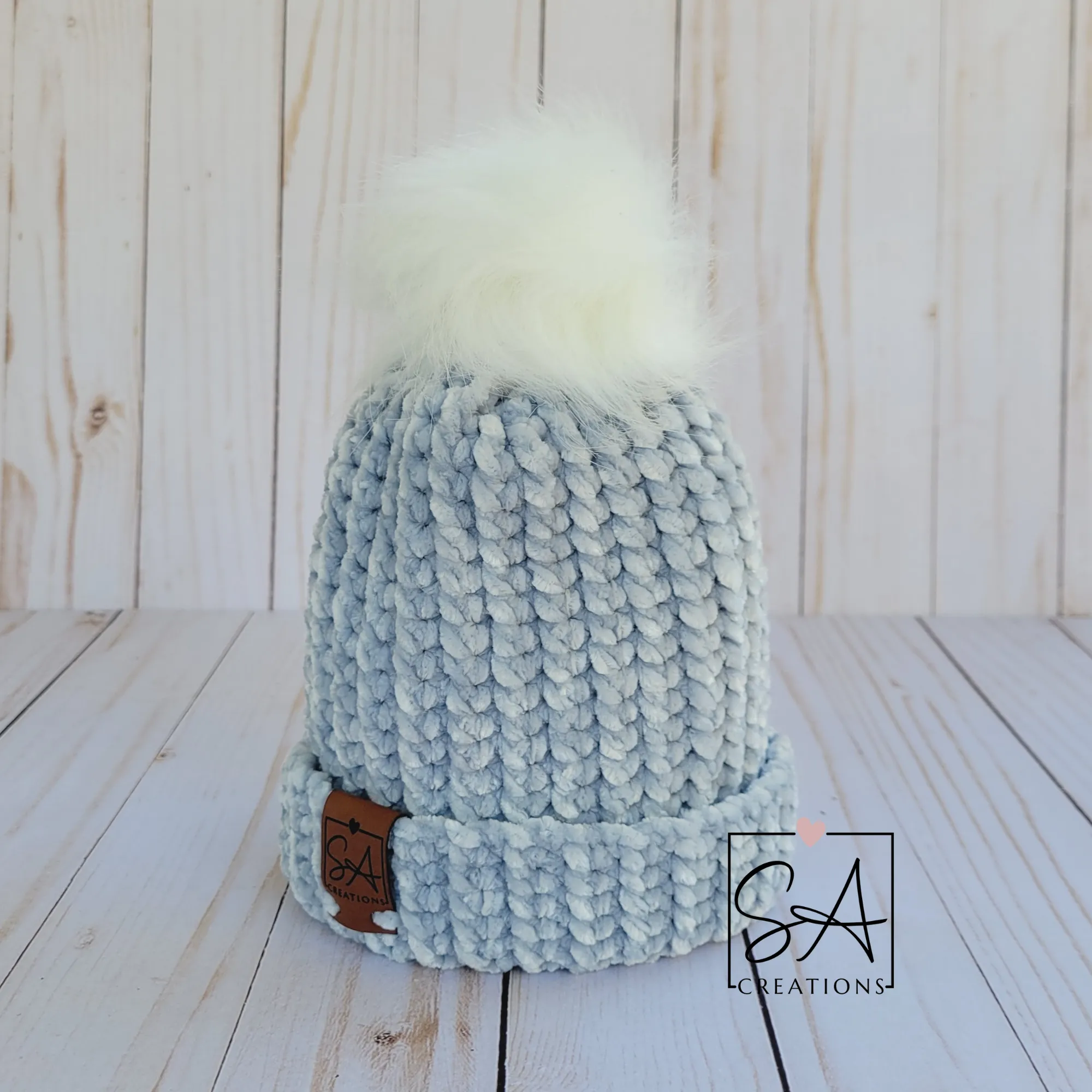 Velvet Baby Beanies with White Pom Pom