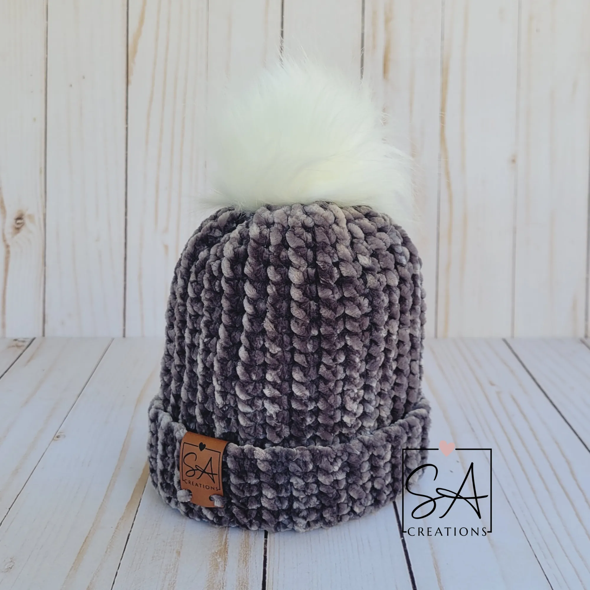 Velvet Baby Beanies with White Pom Pom