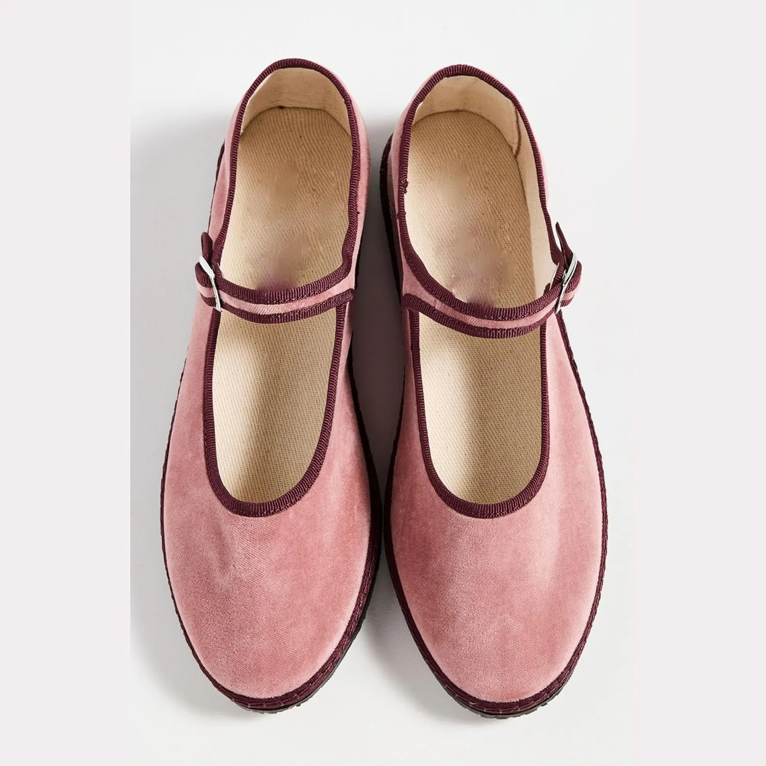 Velvet Ballet Flats for Women with Buckle Strap Comfortable Suede Closed Toe Slip On Mary Jane Flats Casual Comfortable Ballerina Shoes