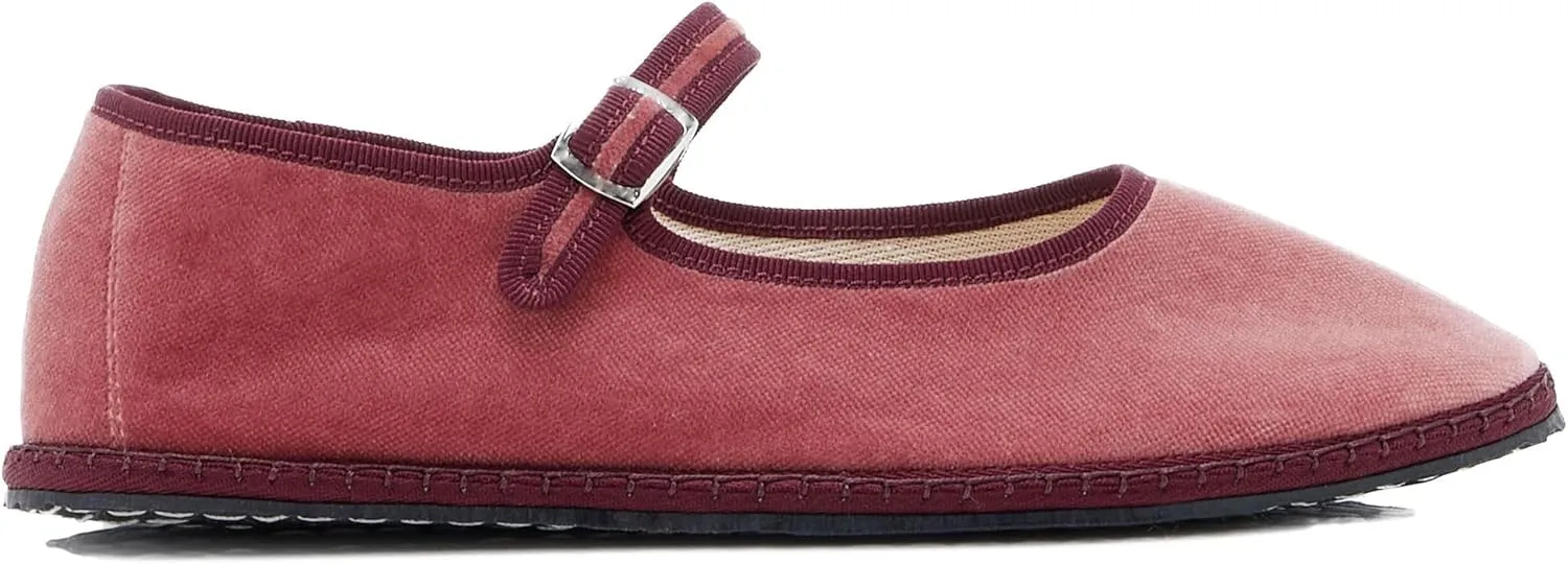 Velvet Ballet Flats for Women with Buckle Strap Comfortable Suede Closed Toe Slip On Mary Jane Flats Casual Comfortable Ballerina Shoes