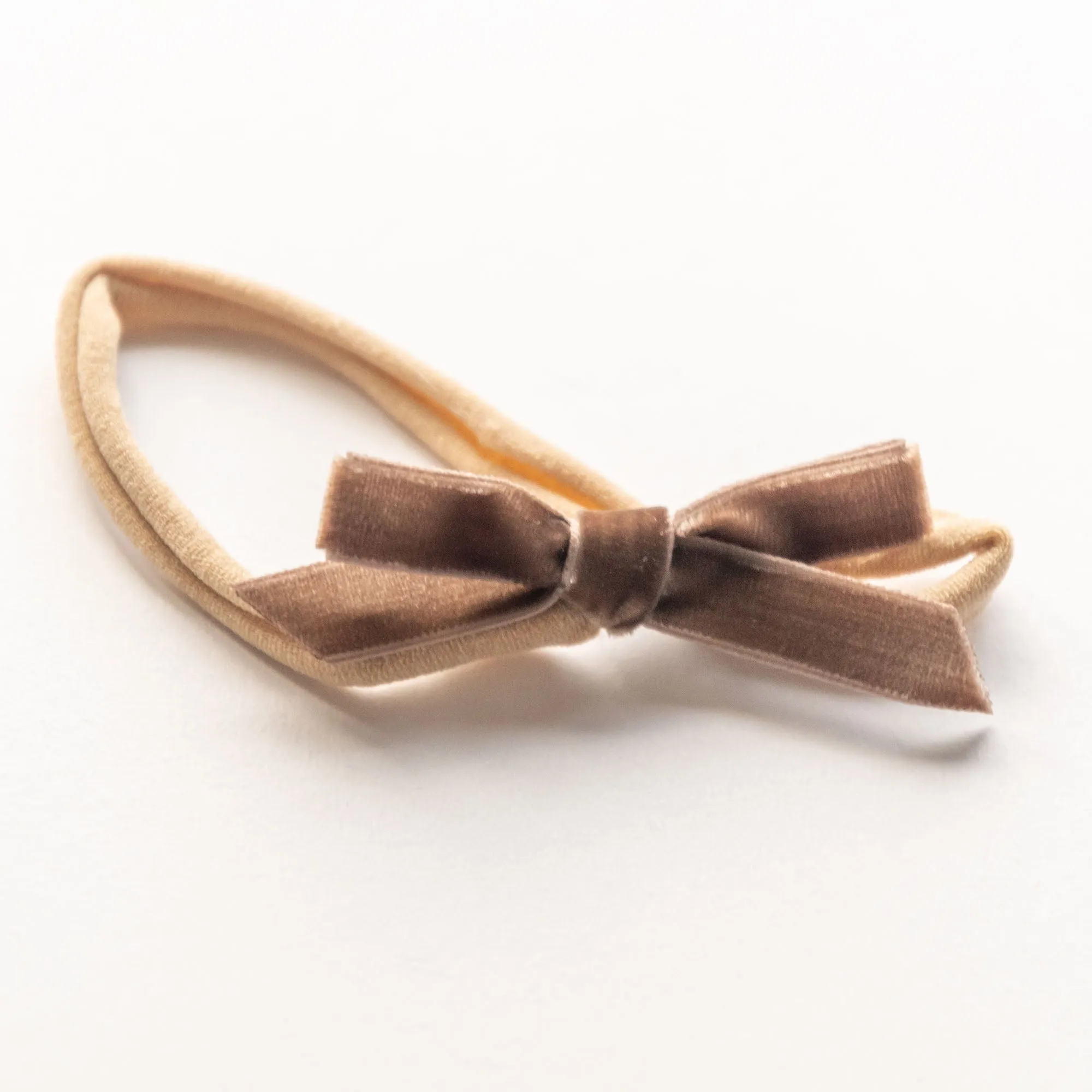 Velvet Bow Elastic Headband | Brown