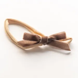 Velvet Bow Elastic Headband | Brown
