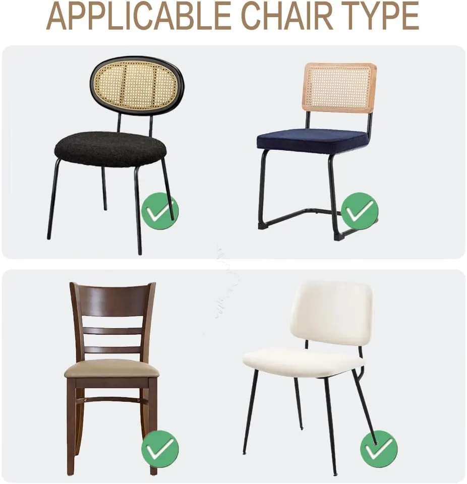 Velvet Chair Seat Covers for Mid Century Modern Dining Chairs, Armless Accent Chairs Seat Slipcovers Pack of 4 (Black)