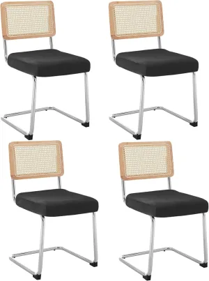 Velvet Chair Seat Covers for Mid Century Modern Dining Chairs, Armless Accent Chairs Seat Slipcovers Pack of 4 (Black)