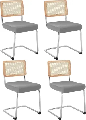 Velvet Chair Seat Covers for Mid Century Modern Dining Chairs, Armless Accent Chairs Seat Slipcovers Pack of 4 (Dark Grey)