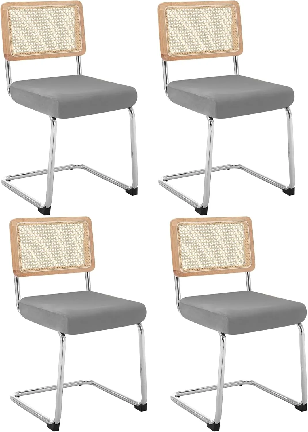 Velvet Chair Seat Covers for Mid Century Modern Dining Chairs, Armless Accent Chairs Seat Slipcovers Pack of 4 (Dark Grey)