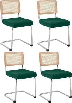 Velvet Chair Seat Covers for Mid Century Modern Dining Chairs, Armless Accent Chairs Seat Slipcovers Pack of 4 (Kelly)