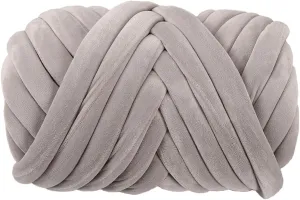 Velvet Chunky Yarn for Arm Knitting - Super Soft Bulky Giant Tubular Weight Jumbo Yarn for DIY Crochet, Hand Knitting Thick Blanket, Pet Bed, Rugs, Pillow, Handbag (0.55lb-Light Gray)