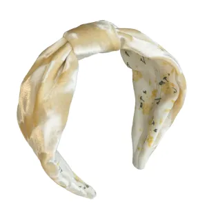Velvet Headbands for Women Trendy Beige Floral Print Wide Top Knotted Headband for Women’s Fashion Thick Boho Vintage Hair Accessories for Girls