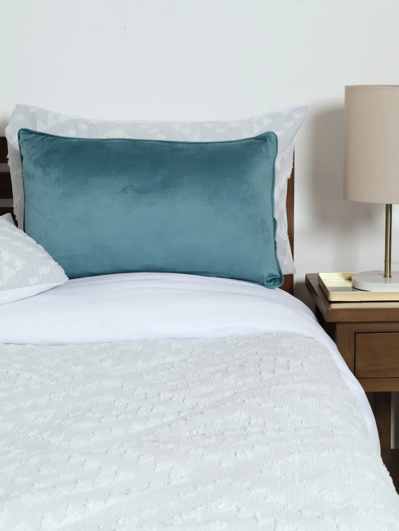 Velvet Piping Scatter Cushion - Sky Blue